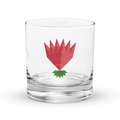 Rocks glass printed with the Strawberry Fan garnish