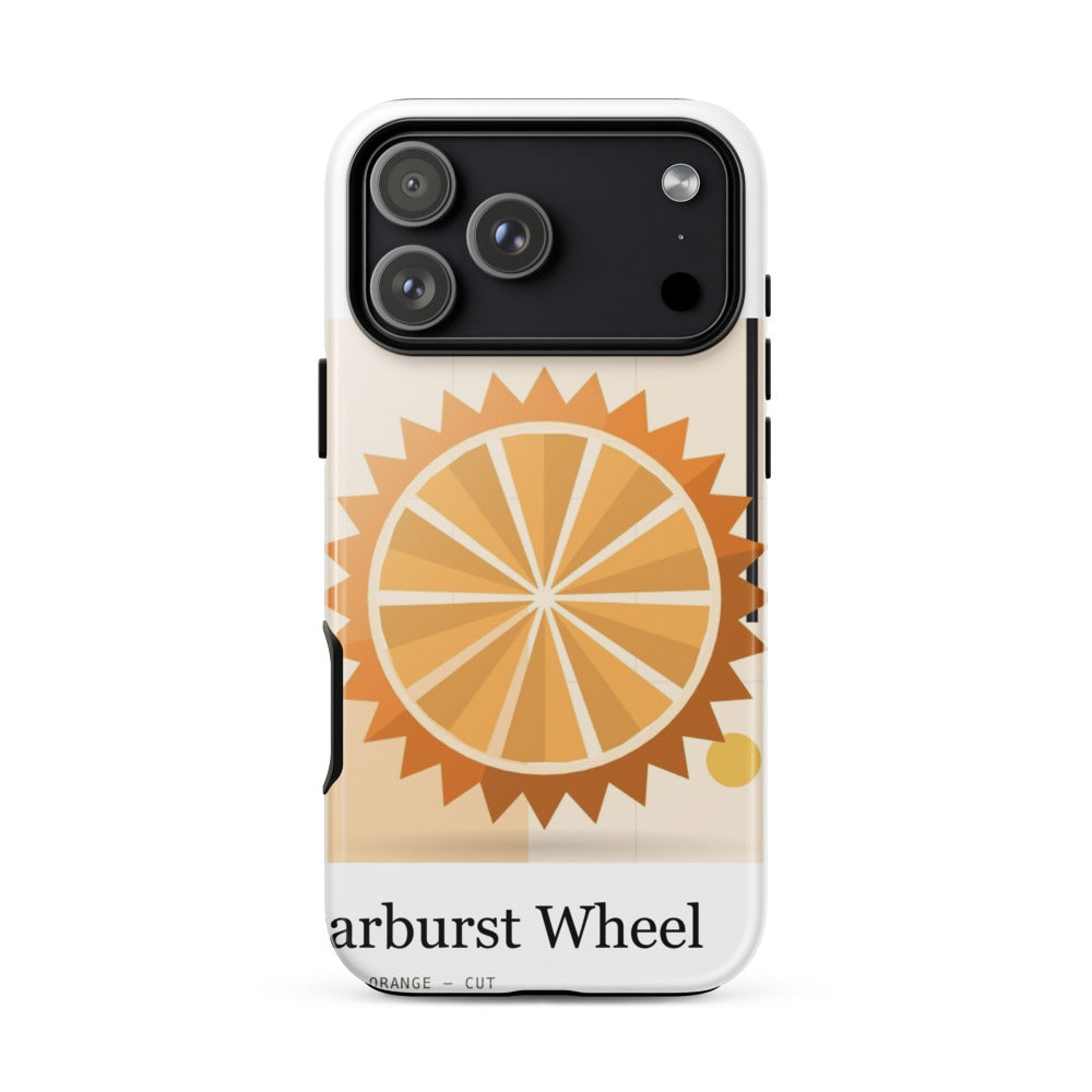 Printful mockup: Starburst Wheel · Phone case
