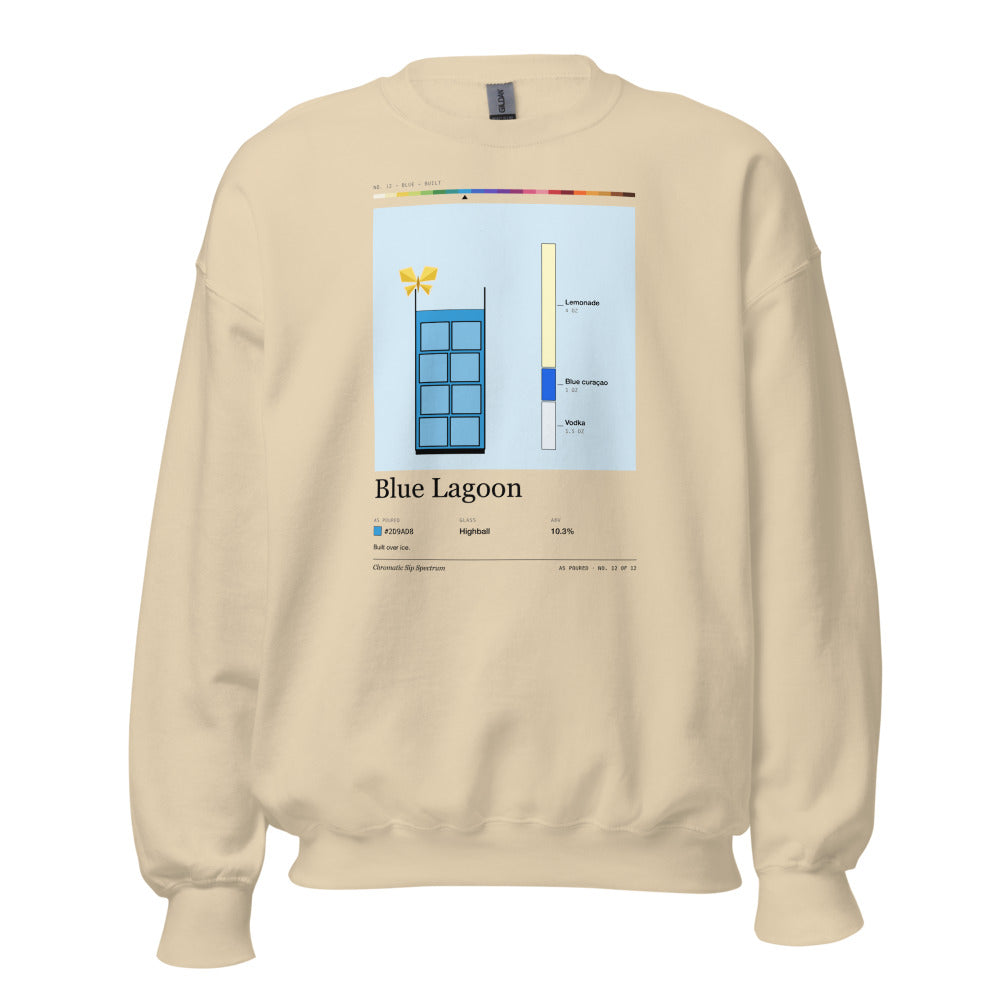 Printful mockup: Blue Lagoon · Crewneck sweatshirt