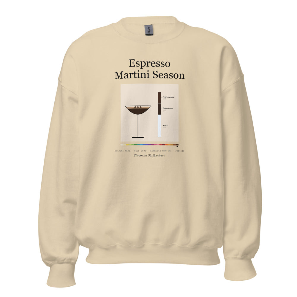 Printful mockup: Espresso Martini Season · Crewneck sweatshirt