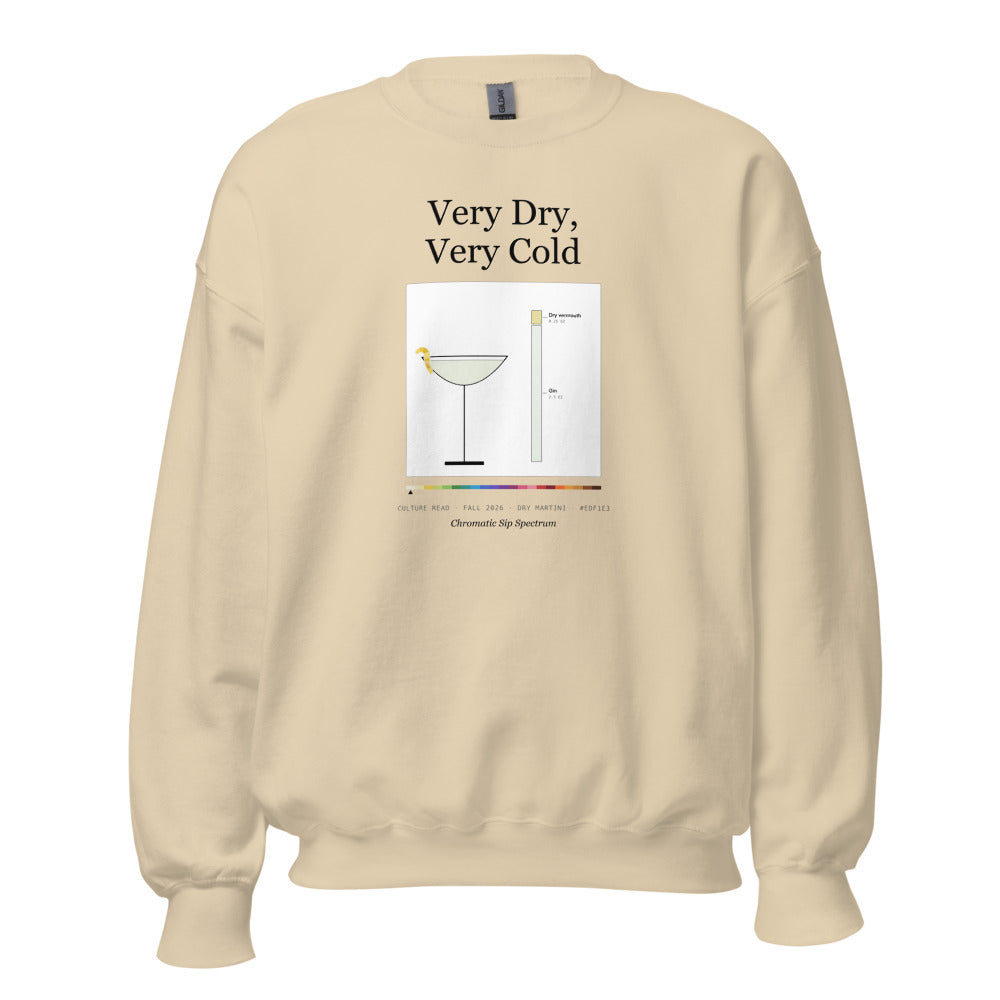 Printful mockup: Very Dry, Very Cold · Crewneck sweatshirt