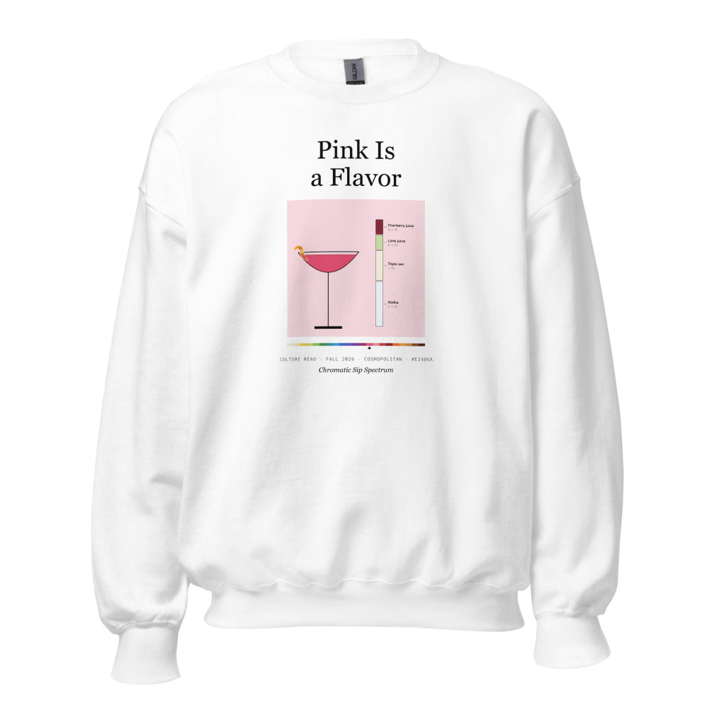 Printful mockup: Pink Is a Flavor · Crewneck sweatshirt (4)