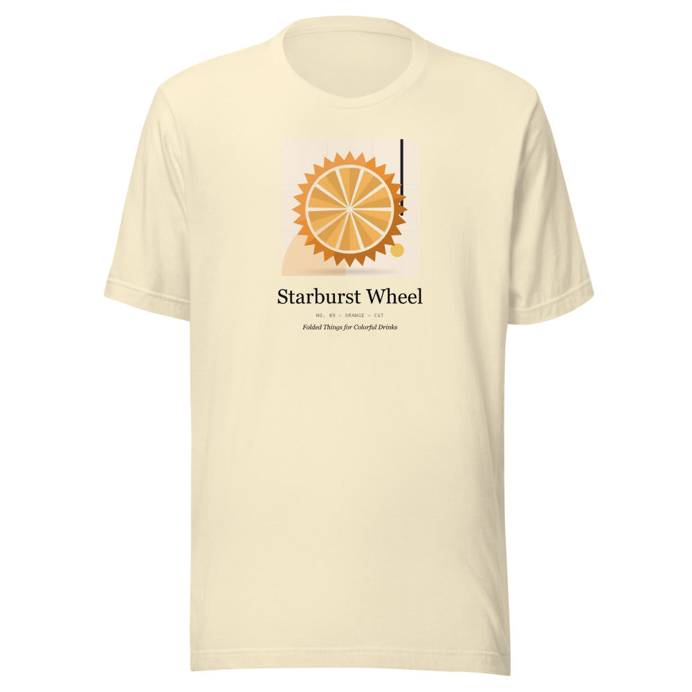 Printful mockup: Starburst Wheel · T-shirt